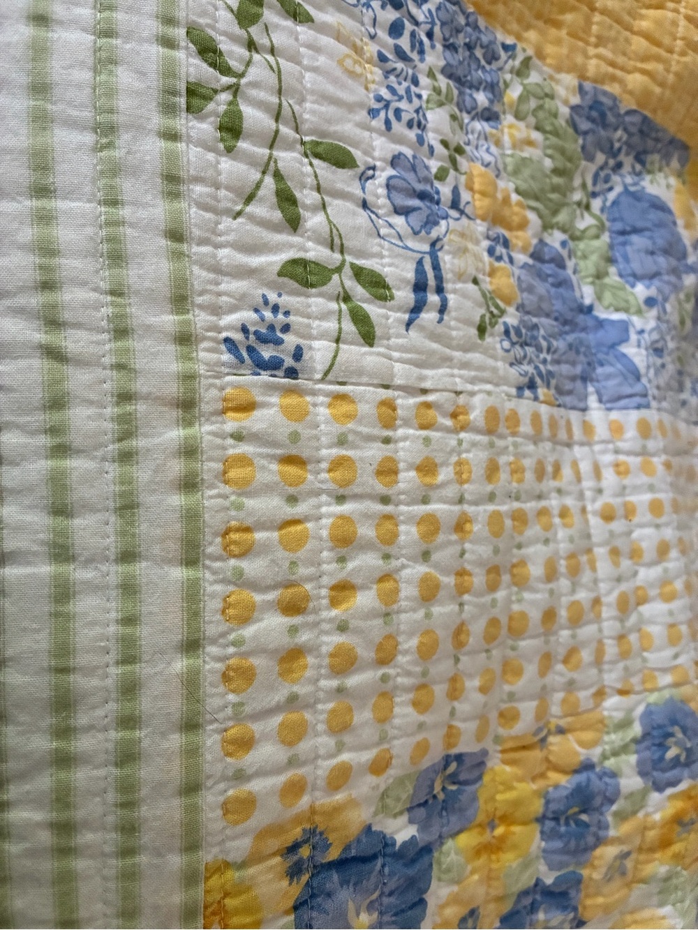 Martha Stewart Blue, Yellow and Green Floral Quilted Comforter